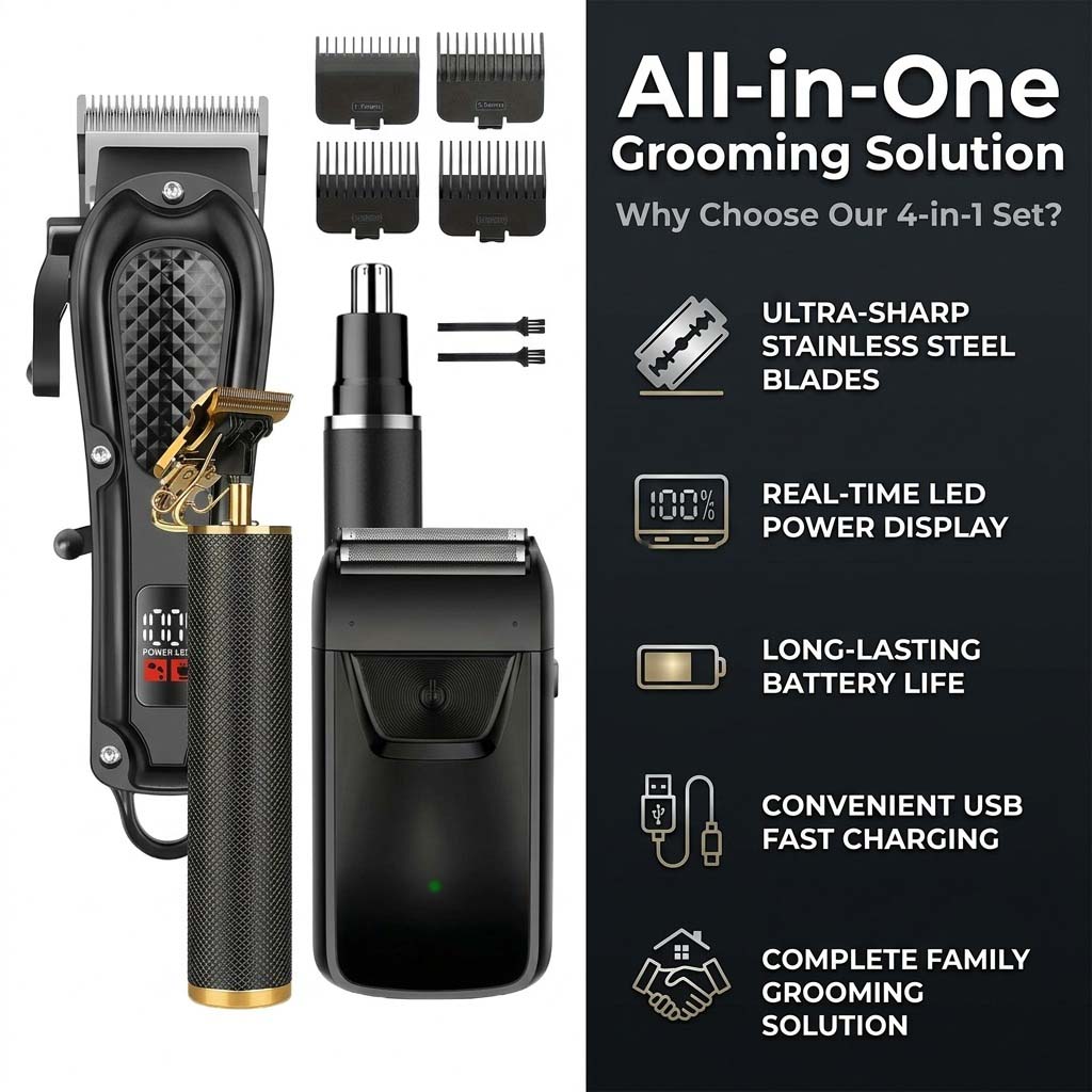 4 in 1 Men's Hair Clipper Set, - огляд і ціна Grooming Kit