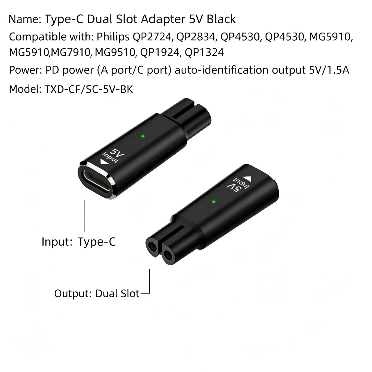 5V Type‑C Female to Dual Slot  - огляд і ціна Electric Shaver Rotary